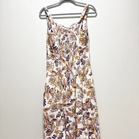 Old Navy Sleeveless Good Bodice Light Blue Cream Floral Sun Casual Dress Midi M - Picture 2 of 6